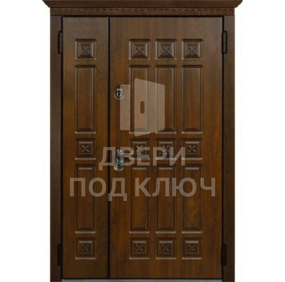 Полуторная элитная входная дверь с багетом в классическом стиле для квартиры ДПК-12505